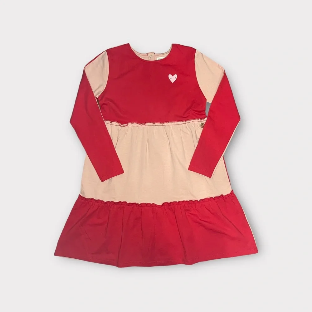 Angel & Rocket Pink Red Color Block Long Sleeve Dress